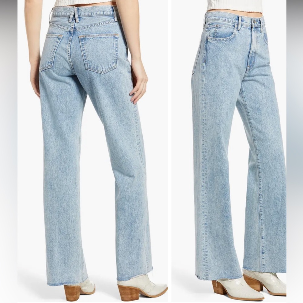 SLVRLAKE Grace high waist raw hem wide leg jeans size 23